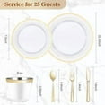 thumbnail image 4 of 150PCS Plastic Dinnerware Set (25 Guests), Gold Disposable Plates for Party, Wedding, Christmas, Anniversary, Includes: Dinner Plates, Dessert Plates, Cups, Spoons, Forks and Knives, 4 of 6