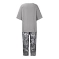 thumbnail image 6 of Xihbxyly Women's Suits Summer Savings Clearance 2 Piece Linen Set for Women, Women's 2 Piece Sets Casual Half Sleeve Round Neck Printed Tops Elastic Waist Pants Two Set Piece Outfits Gray XXXL, 6 of 7