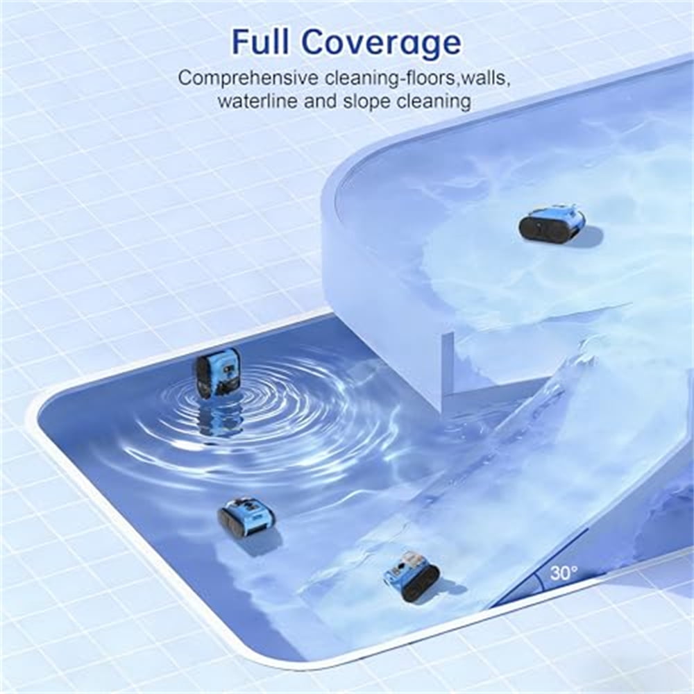 Robotic Pool Cleaners, Wall Climbing Pool Vacuum for Inground Pools, Pool Floors, Drain & Walls & Waterline, Cleaning Up to 2100 Sq.ft, 180 Min