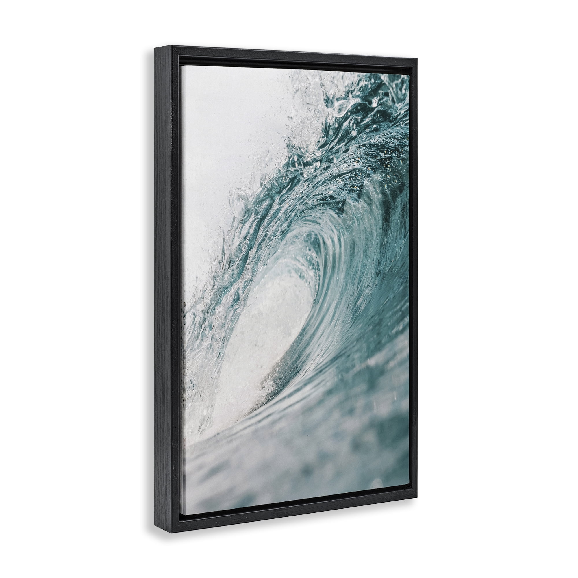 Stupell Industries Rolling Surf Waves Nautical & Beach Photography Black Floater Framed Canvas Art Print Wall Art, 17 x 25