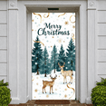 thumbnail image 5 of Watercolor Design Merry Christmas Banner Green Pine Trees Christmas Display Reindeer Pattern Snowflake Decor Xmas Background for Christmas Party Holiday Decoration Indoor Celebration, 5 of 9