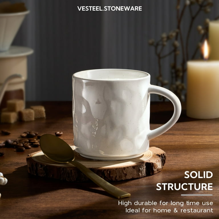 Vesteel Coffee Mugs Set of 4, 14oz Ceramic Coffee Cups with Handle for Men Women, Stoneware Mugs for Tea Latte, Housewarming Wedding Gifts, Speckled