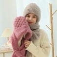 thumbnail image 2 of Friendlyk Winter Versatile Knitted Hooded Scarf 2 in 1 Stretchy Soft Thick Knitted Winter Hat Windproof Warm Scarfs Cap for Cold Weather Use, 2 of 7