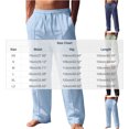 thumbnail image 2 of Guluxicc Men's Straight Leg Linen Pants with Pockets Elastic Waist Drawstring Solid Daily Casual Trousers for Summer Beach Vacation, 2 of 8