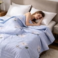 thumbnail image 5 of Kugisaki Summer Quilt Cotton Quilt Breathable Blanket Soft Fluffy Cooling Comforter Bed Blanket for Bedroom Living Room All Season, 5 of 9