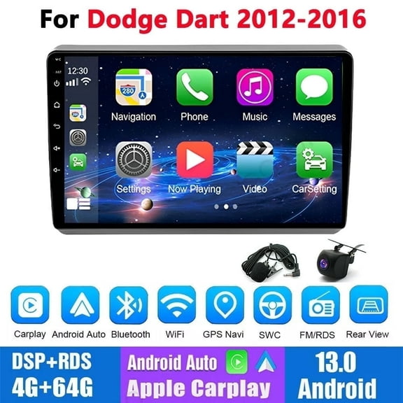 Car Stereo Radio for Dodge Dart 2012-2016 9 Inch Android 13 Touchscreen, Car Radio 4 64G Wifi GPS Navigation, Wireless CarPlay, Android Auto