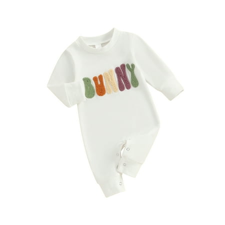 

Baby Easter Romper Spring Long Sleeve Letter Embroidery Loose Jumpsuit