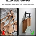 thumbnail image 4 of PEACNNG Self Adhesive Utensil Holder Hanger, Aluminum Kitchen Utensil Rack, 360°Rotating Rustproof Utensil Hanger Utensil Hooks Holder, No Drilling Utensil Hanger Hook (Black), 4 of 5