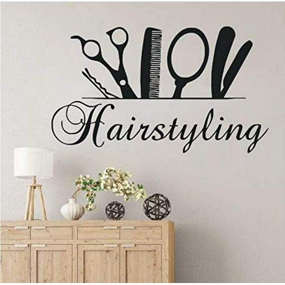 BooDecal Hair Salon Studio Bedroom Makeup Room Hairstyling Wall Decoration Decal Fashion Barber Cosmetic Wall Art Vinyl Sticker 28 Inches x 17 Inches