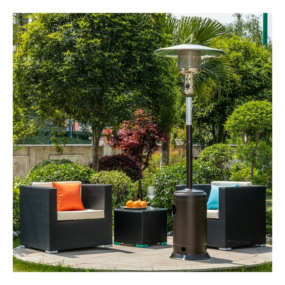 Propane Patio Heater with Wheels Outdoor Heater 47,000BTU Brown
