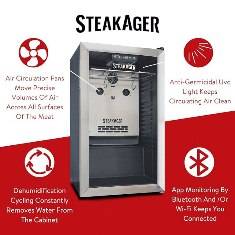 SteakAger PRO 40 Starter Pack Steak Dry Aging Refrigerator Sleek Refrigerator to Make Dry Aged Steaks at Home 40 lbs