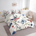 thumbnail image 2 of Manfei Usa Flag Butterfly 7-Piece Twin Bedding,Cartoon Floral Stars Bedding Comforter Set,Red White,Light Gray Reversible, 2 of 7