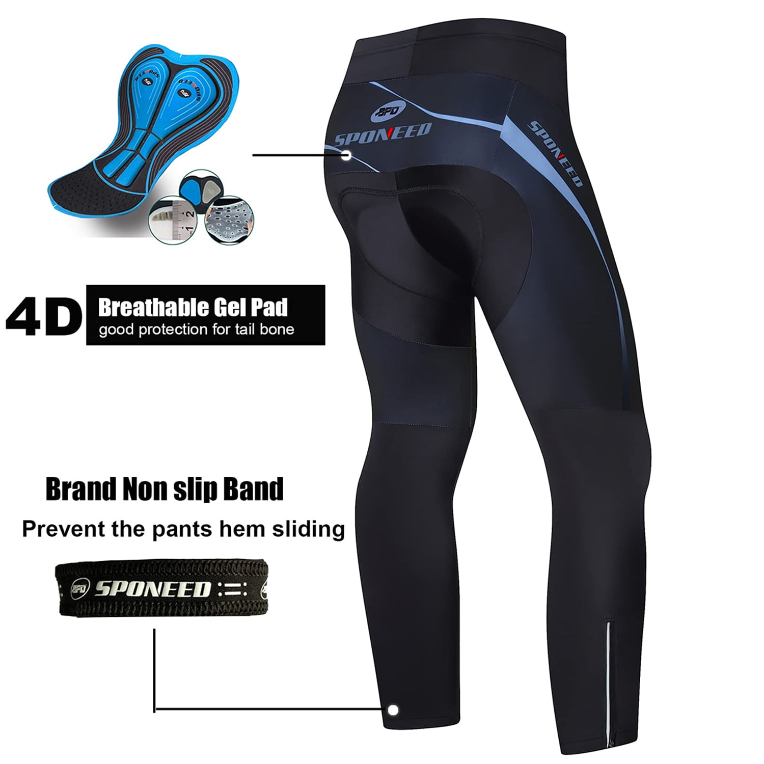 sponeed Mens Bicycle Pants 4D Padded Road Cycling Tights MTB Leggings Outdoor Cyclist Riding Bike Wear