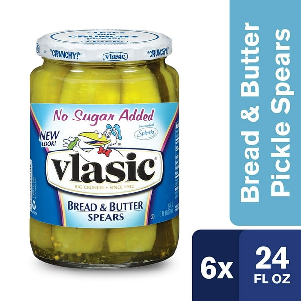 Vlasic No Sugar Added Bread And Butter Pickle Spears Keto Friendly 6 24 Fl Oz Walmart Com Walmart Com