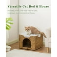 thumbnail image 6 of Cat Beds Indoor Kitten House, Handwoven Rattan Cat Cave Pet Cube, Large Cat Houses, One Bed Mat, Foldable, Hideaway, 16.5x16.5x13.2 Inches, 2 S-Shaped Hooks in Living Room Bedroom Natural, 6 of 7