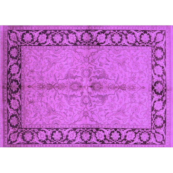 Ahgly Company Indoor Rectangle Oriental Purple Traditional Area Rugs, 2' x 4'