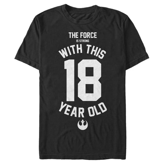 Men's Star Wars Force Is Strong With This 18 Year Old Rebel Logo  Graphic Tee Black 4X Large