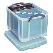 Snap-Lid Storage Bin, 1.05 Gal, 10.25 X 14.5 X 3.37, Clear/Blue