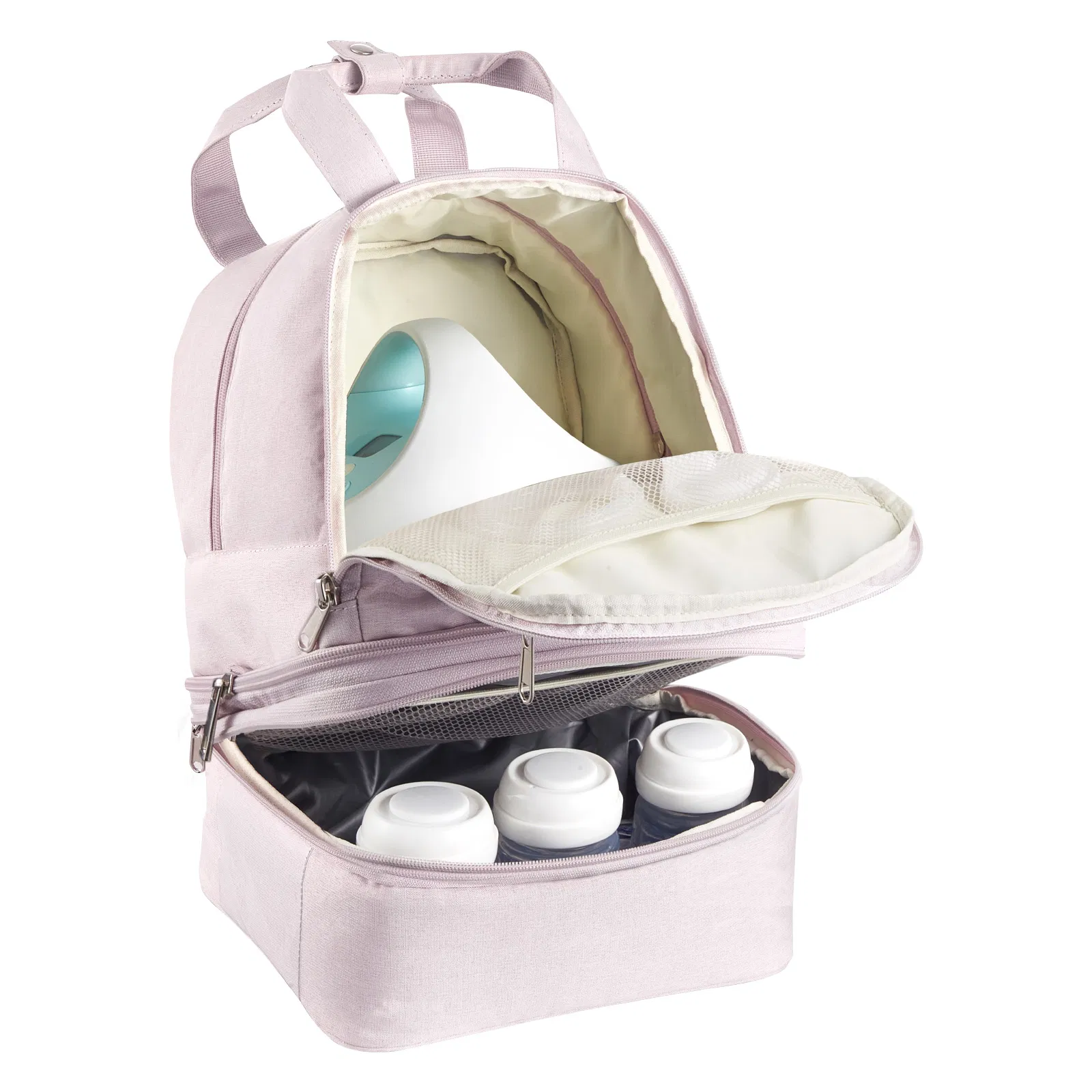 Light Pink Breast Pump Backpack with Ice Pack for S1/S2-Portable Breastfeeding Bag for Pumping Accessories and Breastmilk Storage,Ideal for Work and Travel