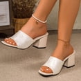 thumbnail image 6 of Women's Floral Print Square Toe Block Heel Mules, Trendy Slip On Sandals, Comfortable Chunky Heel Slides for Spring Summer, Plus Size Available for Wide Feet, Fashionable Outdoor Dress Shoes, 6 of 10