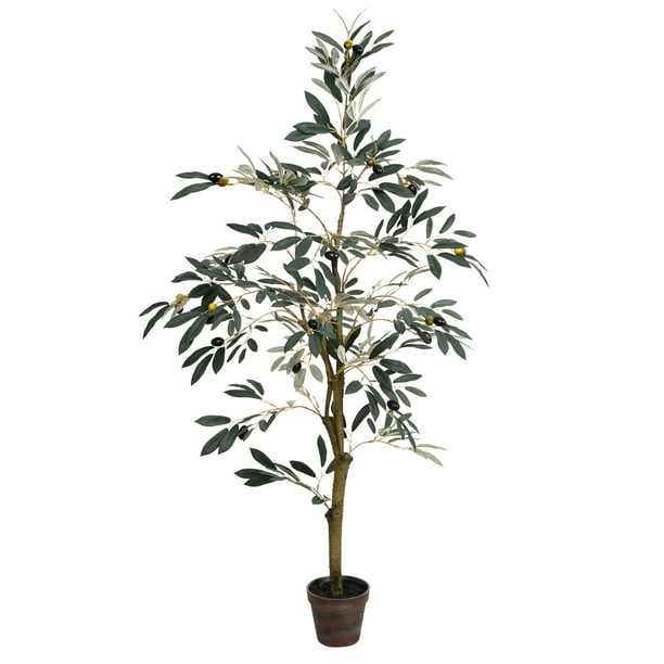 Vickerman Everyday Artificial Olive Tree 4 Foot Tall Green Potted