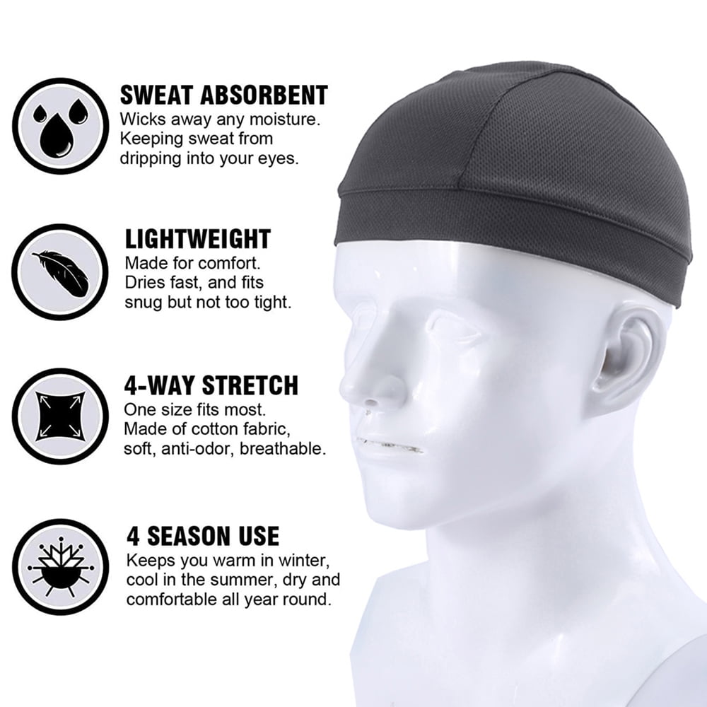 IC ICLOVER 1/3 Pack Skull Caps for Men Women, Moisture