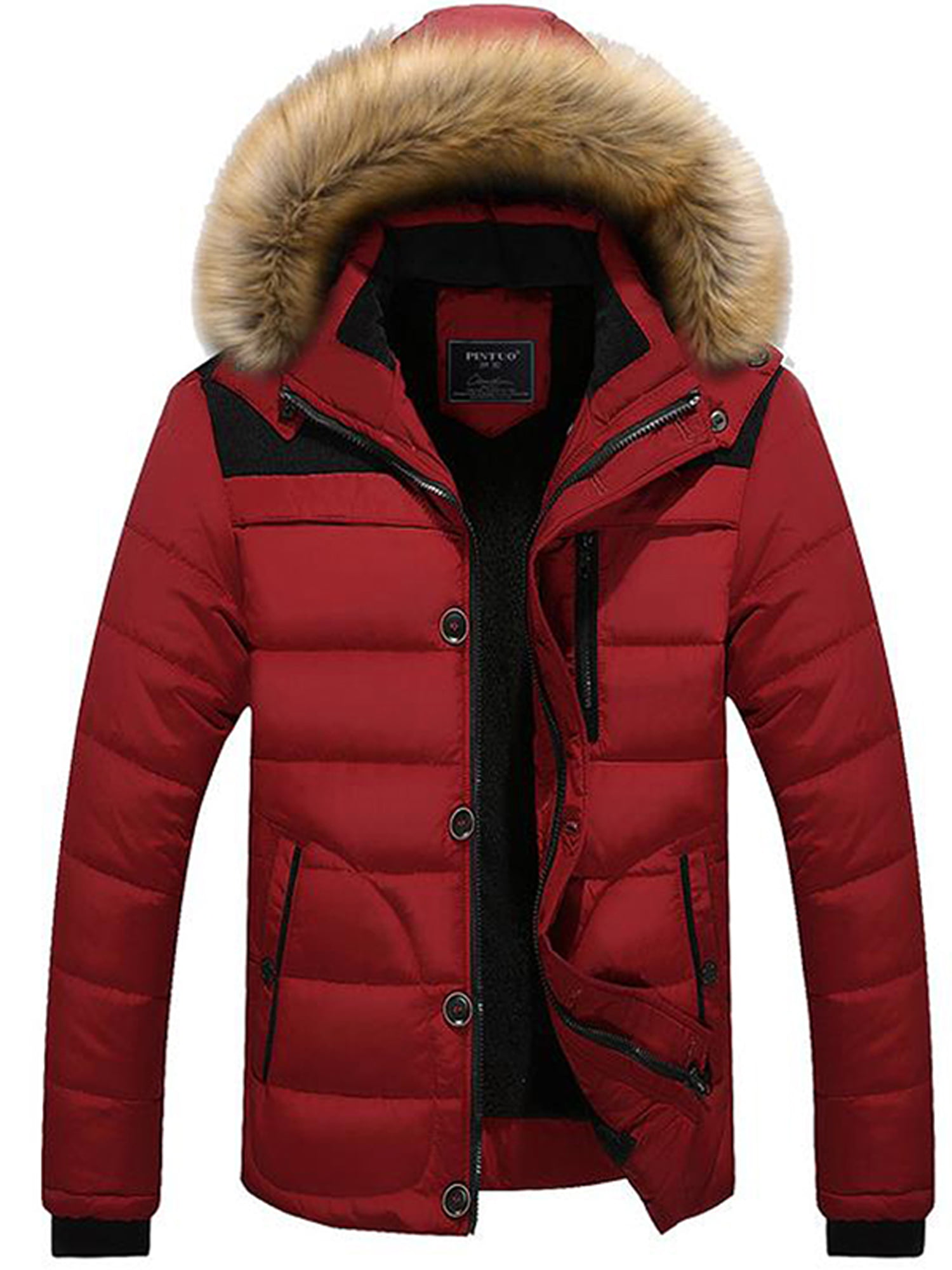 Gihuo Mens Winter Business Quilted Hooded Parka Jacket Anorak