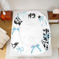 thumbnail image 5 of Homewish Kawaii Bow Tie Full Size Sheets,Western Cowgirl Boots Bed Sheets,White Blue Black Sheet Sets For Children,Breathable Home Decor,4 Pieces, 5 of 7