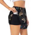 thumbnail image 2 of Bixox Women's Tribal Style Raccoon pattern 2 in 1 Running Shorts - Lightweight Athletic Workout Gym Yoga Shorts Liner with Pockets - XX-Large, 2 of 5