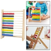 Colorful Abacus Beads Counting Toy 10 Rows Abacus Learn Math, with 100 Beads Counting Kids Counting Toy for Preschool Toddlers S Wood Color