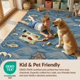 thumbnail image 4 of Design&I 5'x7' Washable Area Rug Cabin School Waves Icons Clownfish Lake Trout Pinecone Fish Fishing Refined for Guest Room, Lounge, Apartment, Flatweave & Daily Traffic Ready, 4 of 7