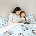 thumbnail image 5 of Manfei Cartoon Penguin Child Bedding Comforter Set, Cute Stars Print Twin Comforter Sets, Kawaii Antarctic Animal Reversible Bedding Set, Microfiber Bedroom Decor, 2-Piece, 5 of 8