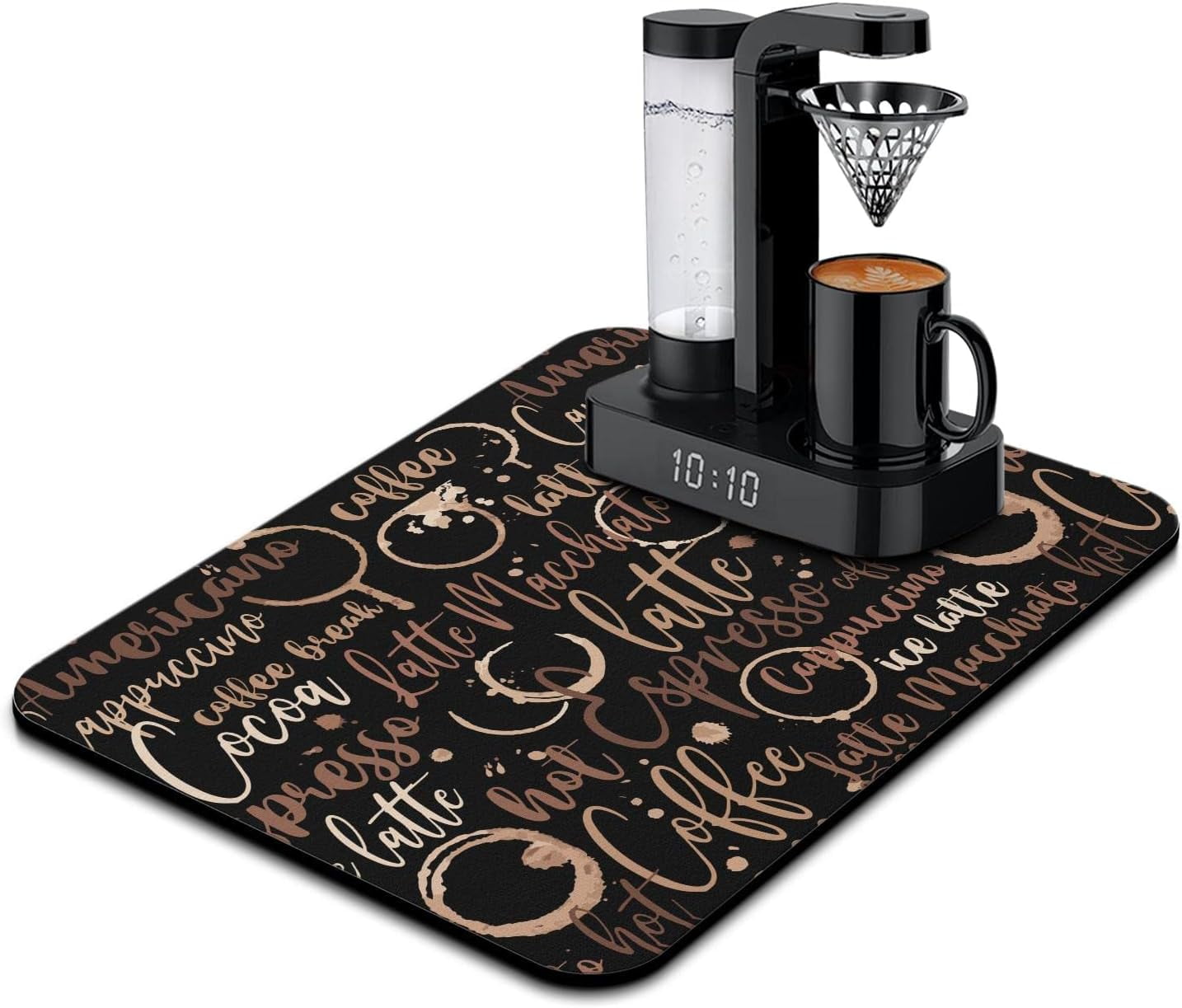 Coffee Bar Mat Accessories for Countertop Absorbent Hide Stain Rubber