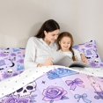 thumbnail image 4 of Castle Fairy Kawaii Gothic Skull Bat Queen Bedding 7pcs,Rose Crystal Butterfly Bedding Comforter Set Queen,Ivory Light Purple,Reversible, 4 of 7