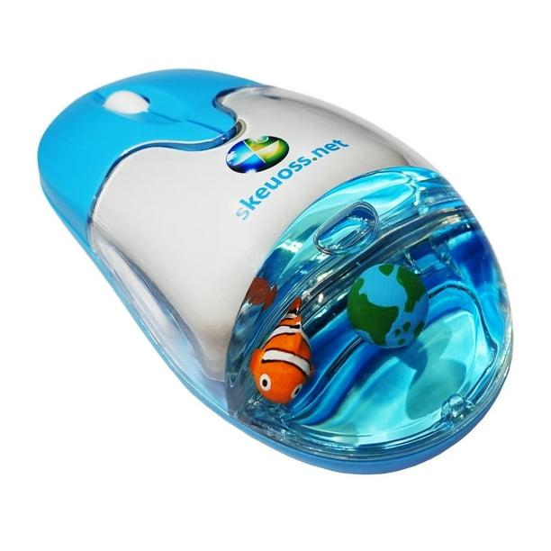 Ratón Óptico Aqua Frutiger Azul Claro USB-C Recargable Inalámbrico Bluetooth Retro con Sección Líqui