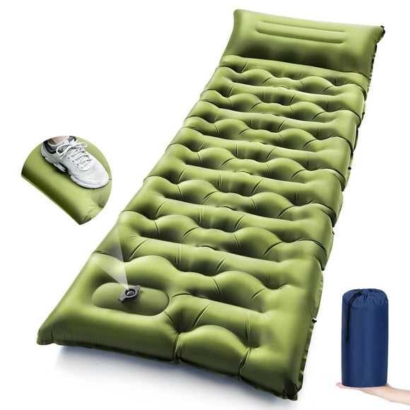 Colchón Inflable para Camping LLUAII Ultraligero con Almohada y Bomba de Pie