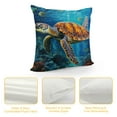 thumbnail image 4 of RUIYC Sea Turtle Pillow Cases Standard  - Microfiber Bed Throw Pillow Covers, Coastal Ocean Teal Nautical Vintage Wooden Lumbar Pillow Cover with Envelope Closure for Sofa/Travel ", 4 of 5