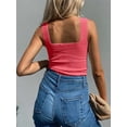 thumbnail image 6 of Womens Ribbed Tank Tops 2025 Summer Sleeveless Square Neck Shirts Casual Slim Fitted Knit Shirts Pink XL, 6 of 7