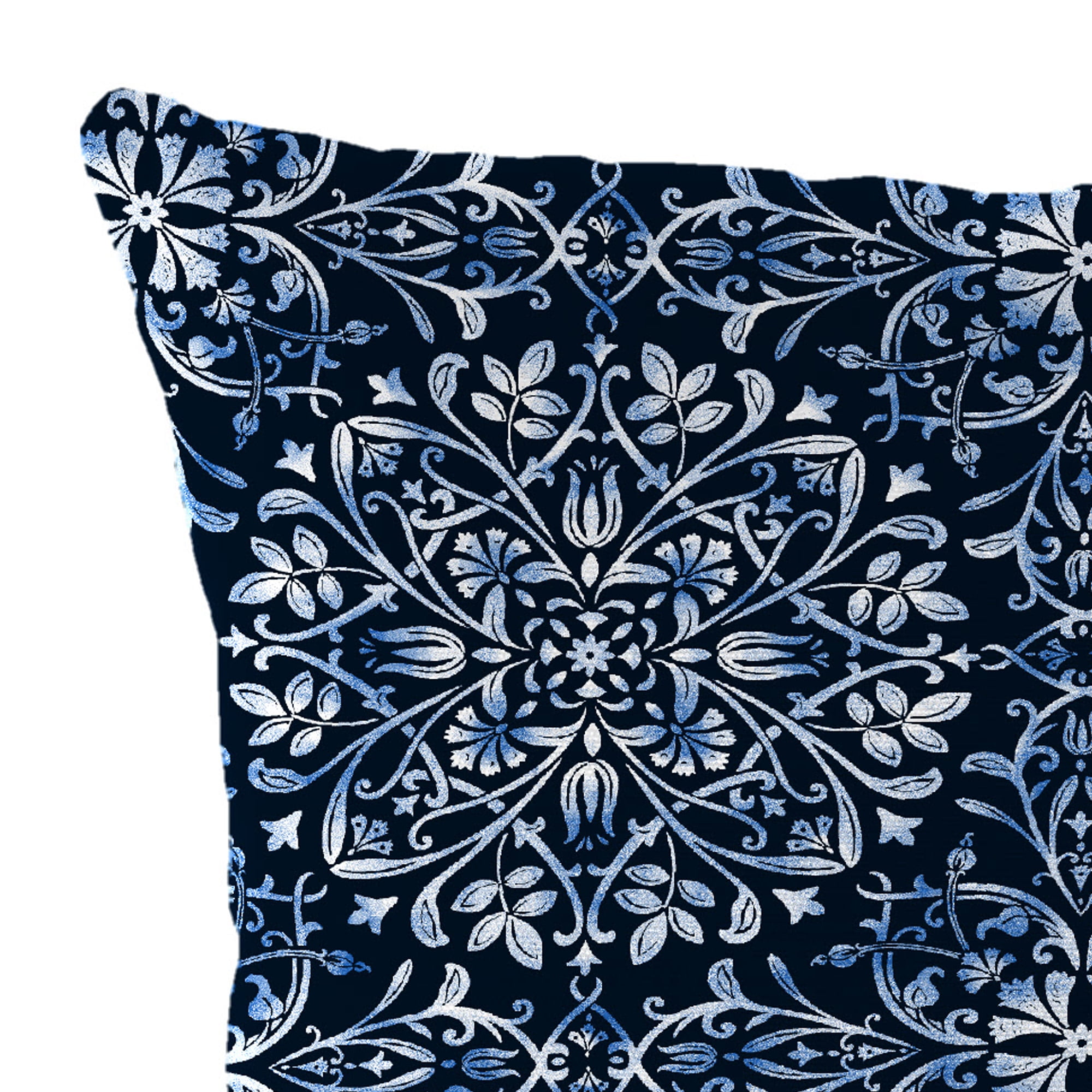 Jordan Manufacturing 16" x 16" Dresden Midnight Navy Damask Square Outdoor Throw Pillow (2 Pack)