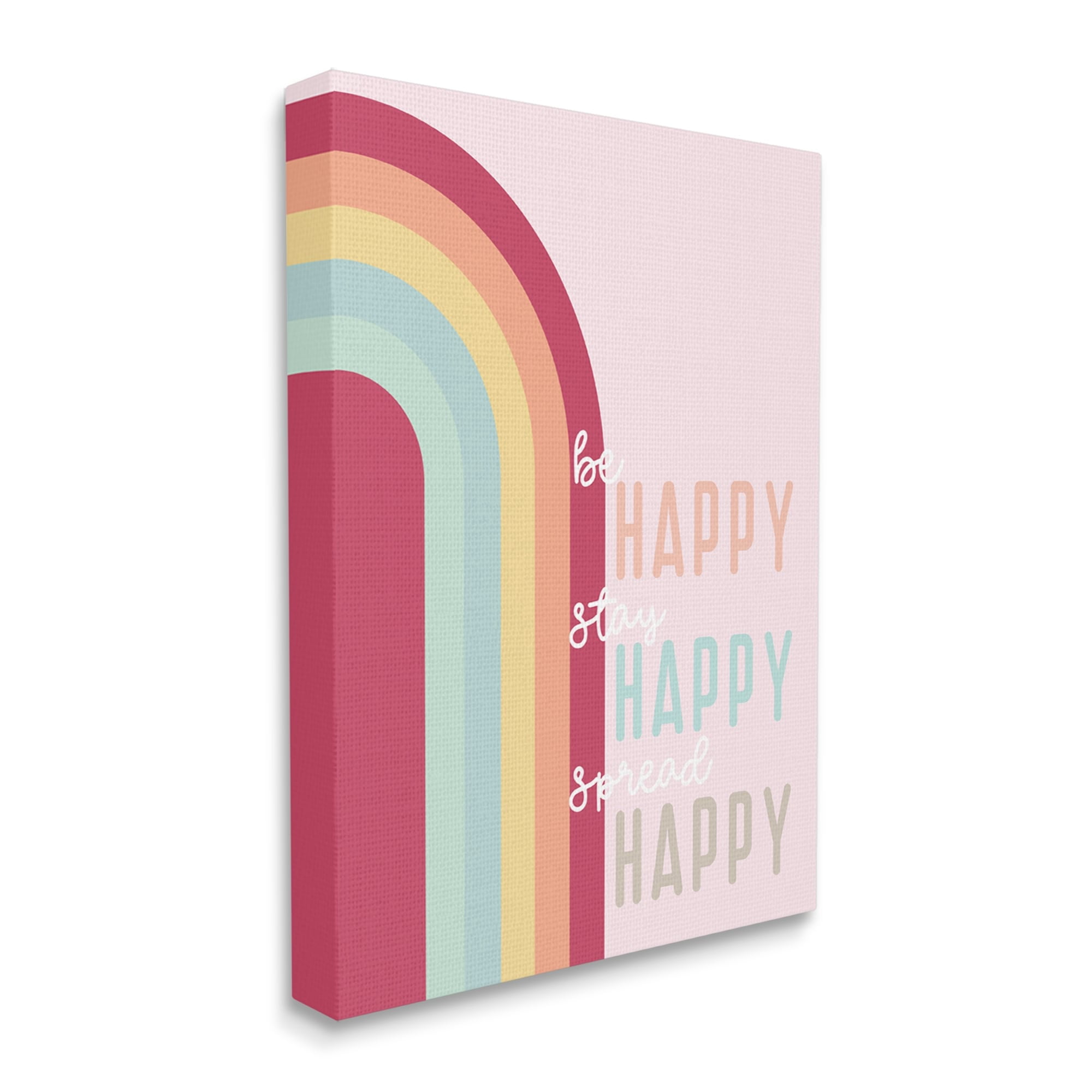 Stupell Be Stay Spread Happy Pink Rainbow Landscape Painting Gallery Wrapped Canvas Print Wall Art