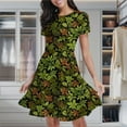 thumbnail image 2 of Autumn Leaf Pattern Women's Classic Swing Skater Dress Casual Work Party Cocktail Dresses, 2 of 6