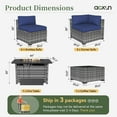 thumbnail image 2 of Aoxun 8 Piece Patio Furniture Set with 44” Fire Pit Table Wicker Rattan Outdoor Sectional Sofa Set with Coffee Table and 4” Thickened Cushions, Blue (Waterproof Cover Included), 2 of 6