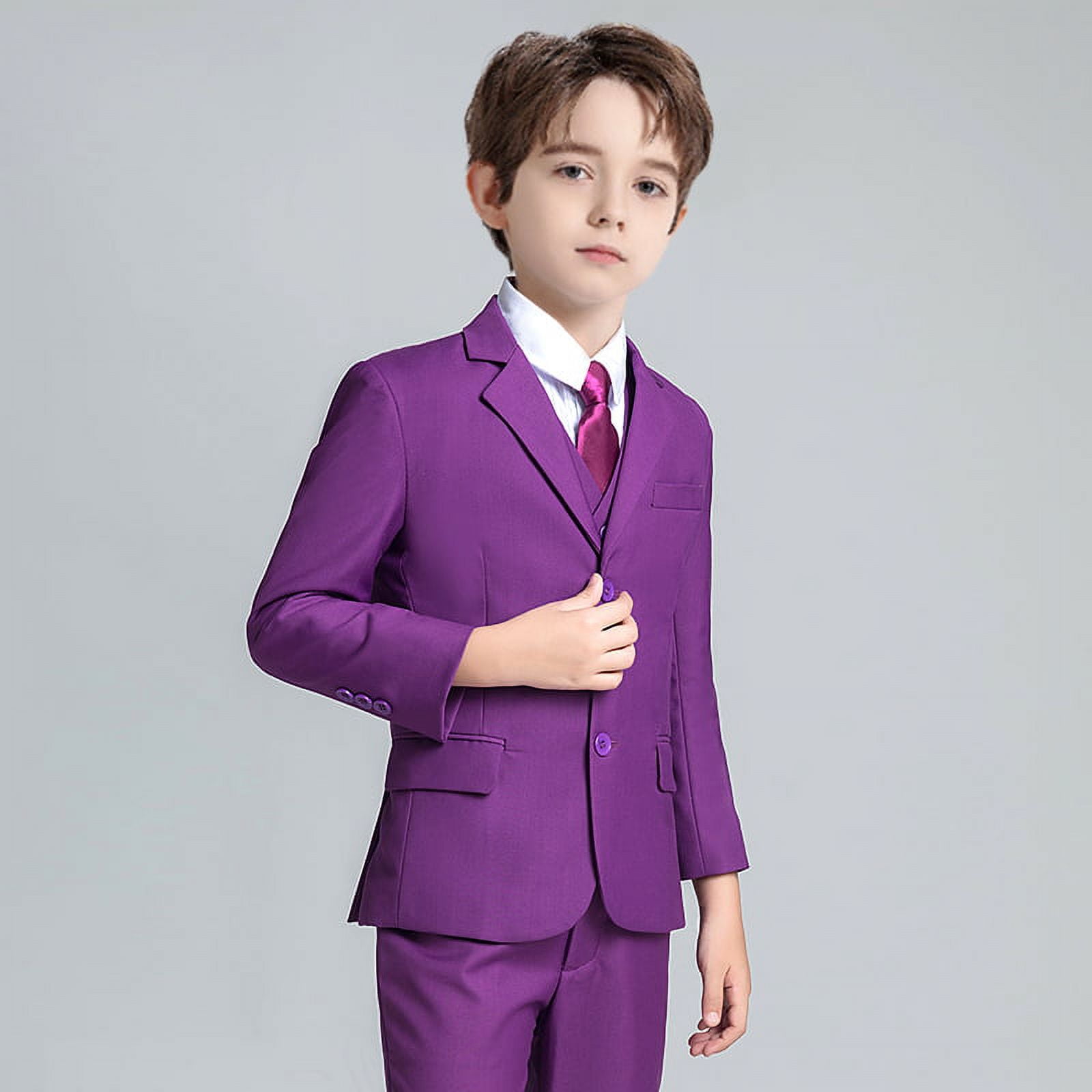 Toddler Suits for Boys Tuxedo Suit Boys' Ring Bearer Suits Purple