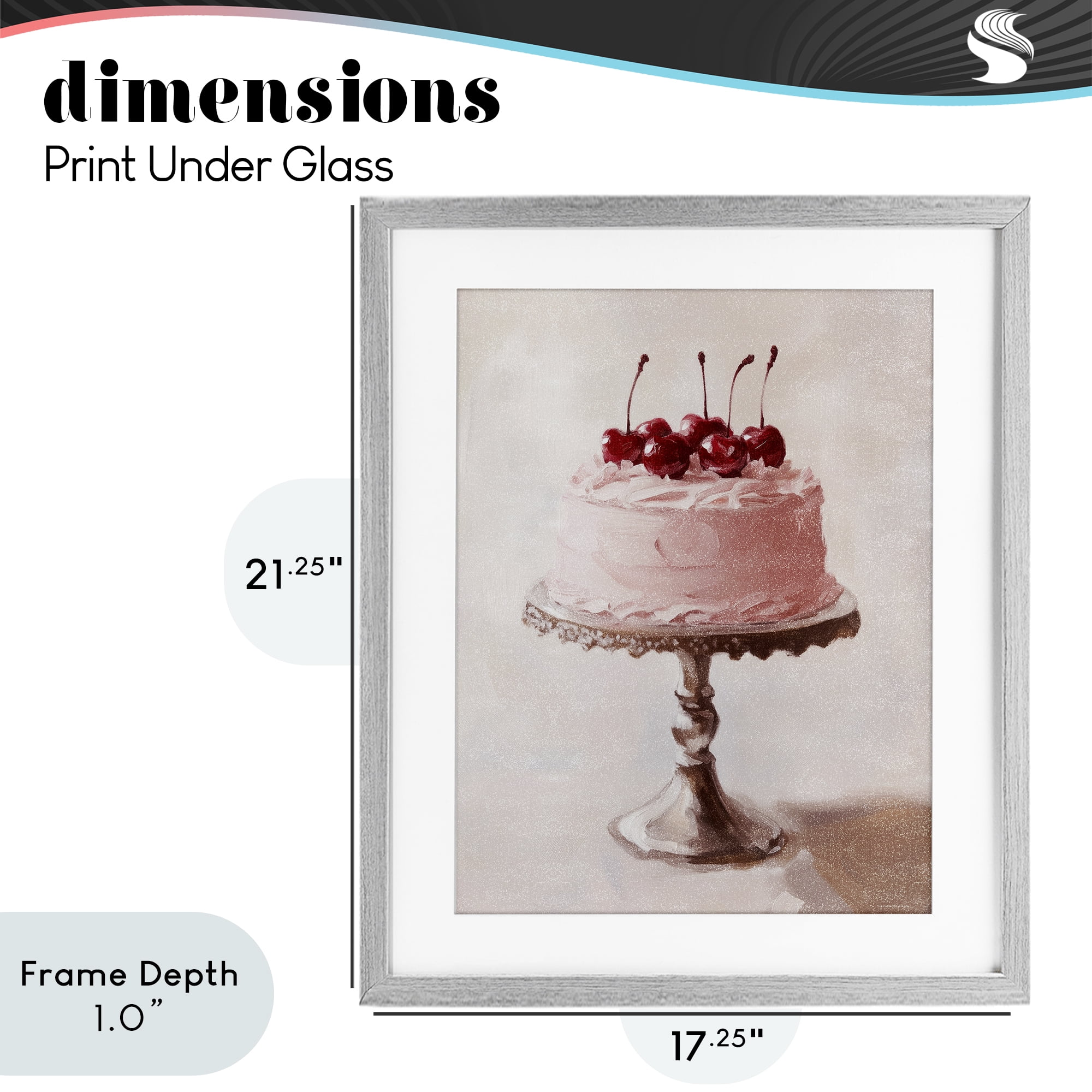 Stupell Industries Cherry Cake Delight Gray Framed Print Under Glass, design by Svetlana Aleynikova