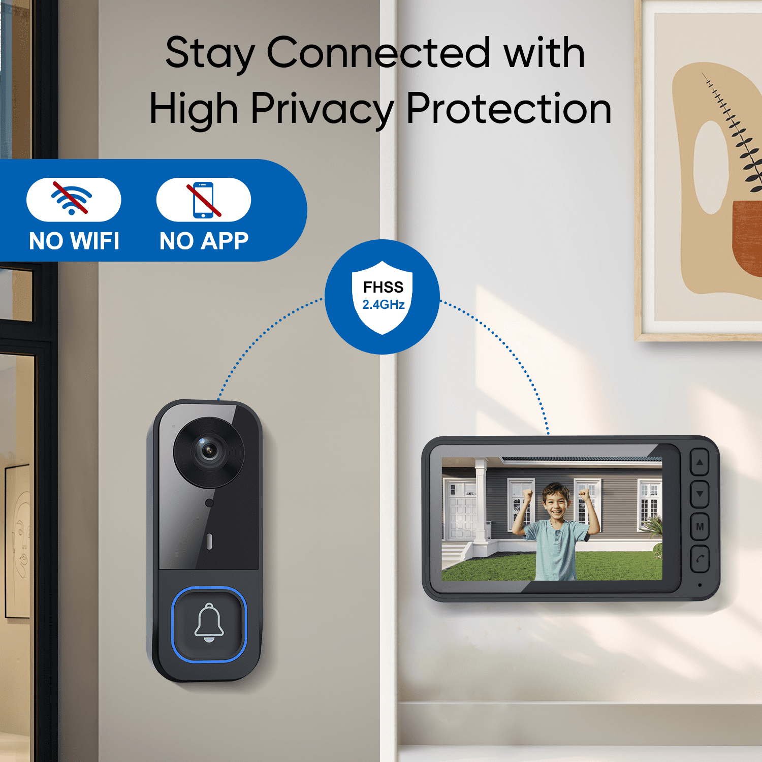 Wireless Video Doorbell with 4.5" IPS Display Screen, 720P HD 120° Wide Angle Door Bell Camera with Night Vision, 2-Way Intercom 1000mAh Battery Local Storage No WiFi No App for Home Security