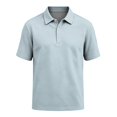 thumbnail image 5 of WULMLEO Mens Polo Shirts 2 Buttons Cotton Short Sleeve Tops Golf Collared Basic Tshirts Breathable Soft Classic Tees Cyan Polyester, 5 of 6