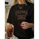 thumbnail image 1 of 1pc Vintage California 1962 Graphic Tee, Women'S Casual Round Neck Short Sleeve T-Shirt, Polyester Knit Summer Top with Geometric Pattern, 1 of 7