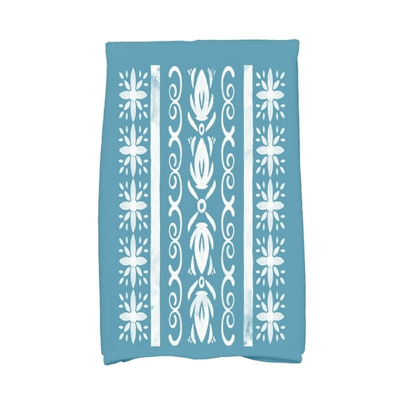 Simply Daisy, 16 x 25 Inch, Cuban Tile 2, Geometric Print Kitchen Towel, Teal