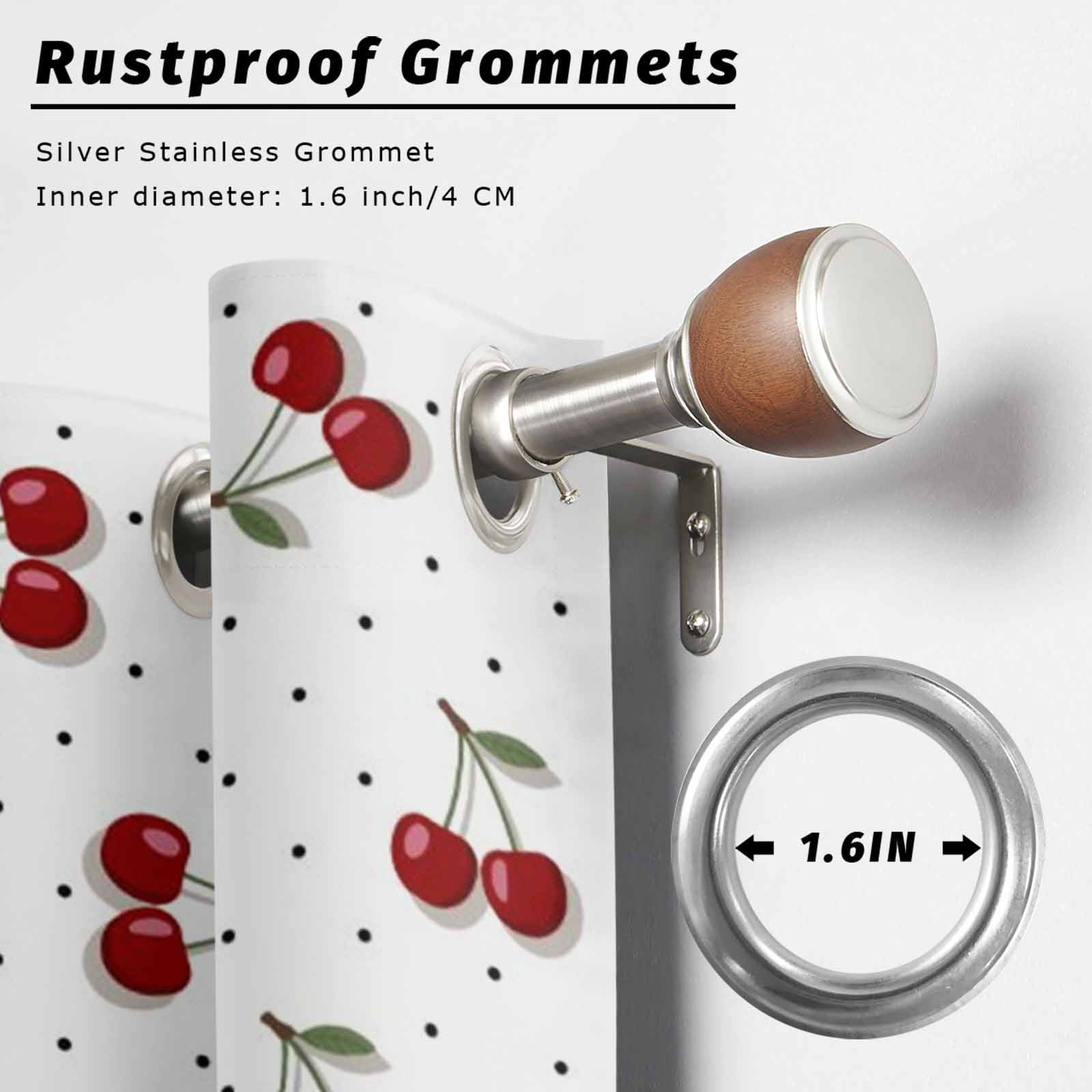 Red Berry Outdoor Curtains for Patio, Cherry Polka Dot Dotted Background Rustic Country Sunshade Privacy Drapes Grommet Waterproof Outside Curtains for Porch/Cabana/Balcony 54"x 108", 1 Panel