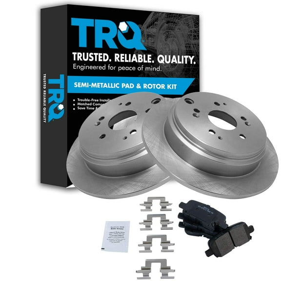 TRQ Rear Brake Pad & Rotor Kit Brake Pads Brake Rotor Semi-Metallic Fits Select 2002-2004 Honda Odyssey
